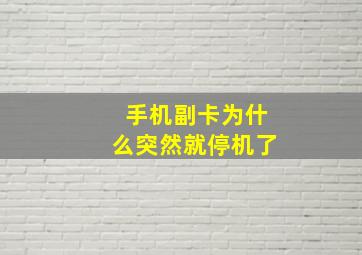 手机副卡为什么突然就停机了