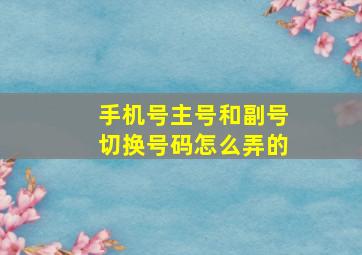 手机号主号和副号切换号码怎么弄的