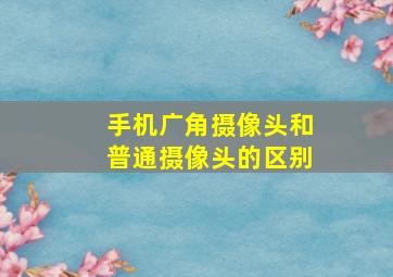 手机广角摄像头和普通摄像头的区别