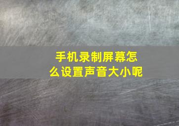 手机录制屏幕怎么设置声音大小呢