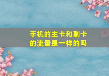 手机的主卡和副卡的流量是一样的吗