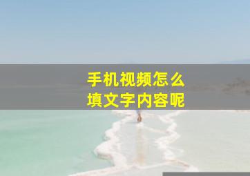 手机视频怎么填文字内容呢