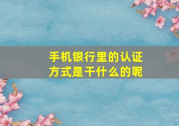 手机银行里的认证方式是干什么的呢