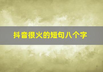 抖音很火的短句八个字