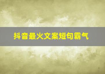 抖音最火文案短句霸气