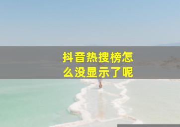 抖音热搜榜怎么没显示了呢