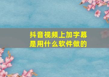 抖音视频上加字幕是用什么软件做的