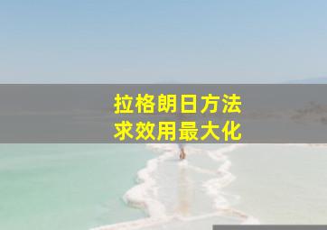 拉格朗日方法求效用最大化