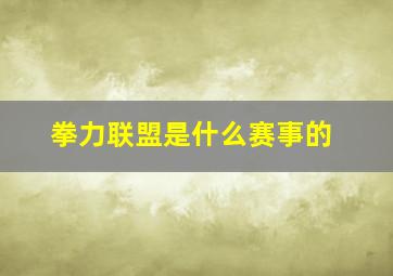 拳力联盟是什么赛事的