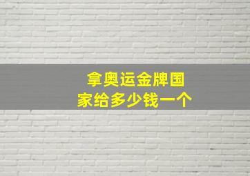 拿奥运金牌国家给多少钱一个