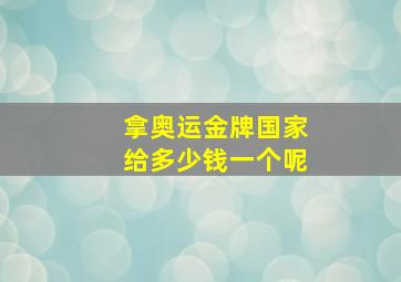 拿奥运金牌国家给多少钱一个呢