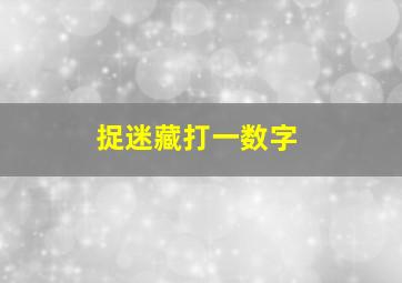 捉迷藏打一数字