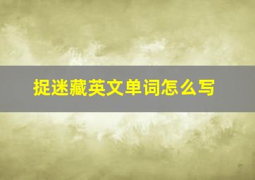 捉迷藏英文单词怎么写