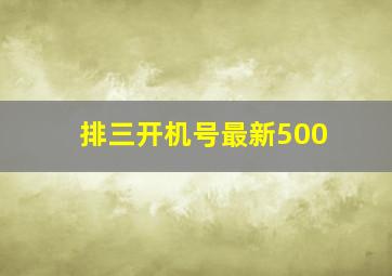 排三开机号最新500