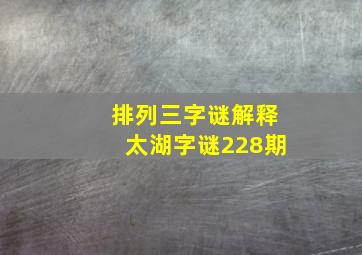 排列三字谜解释太湖字谜228期