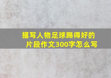 描写人物足球踢得好的片段作文300字怎么写