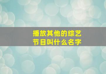 播放其他的综艺节目叫什么名字