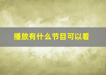 播放有什么节目可以看