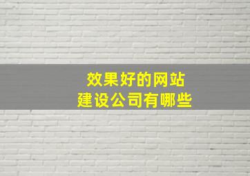 效果好的网站建设公司有哪些