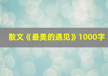 散文《最美的遇见》1000字