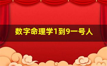 数字命理学1到9一号人