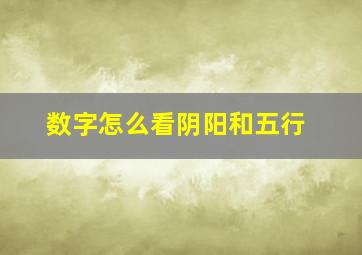 数字怎么看阴阳和五行