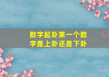 数字起卦第一个数字是上卦还是下卦