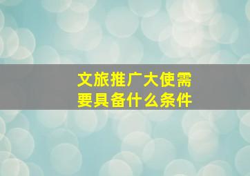 文旅推广大使需要具备什么条件