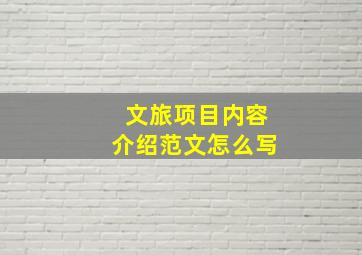 文旅项目内容介绍范文怎么写