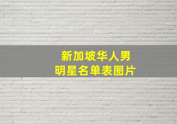 新加坡华人男明星名单表图片