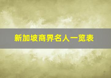 新加坡商界名人一览表