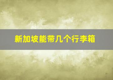 新加坡能带几个行李箱