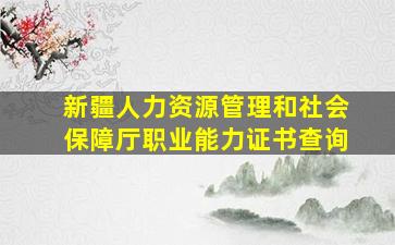 新疆人力资源管理和社会保障厅职业能力证书查询