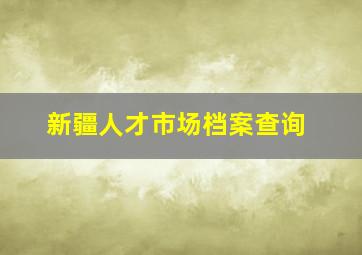 新疆人才市场档案查询