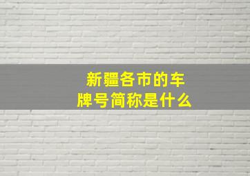 新疆各市的车牌号简称是什么