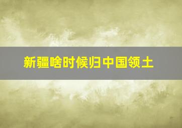 新疆啥时候归中国领土