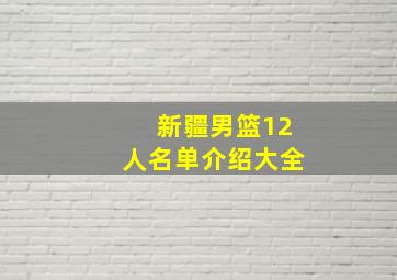 新疆男篮12人名单介绍大全