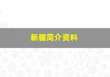 新疆简介资料