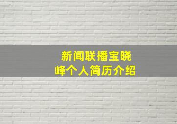 新闻联播宝晓峰个人简历介绍