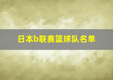 日本b联赛篮球队名单