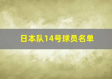 日本队14号球员名单