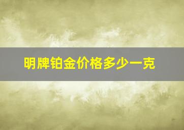 明牌铂金价格多少一克