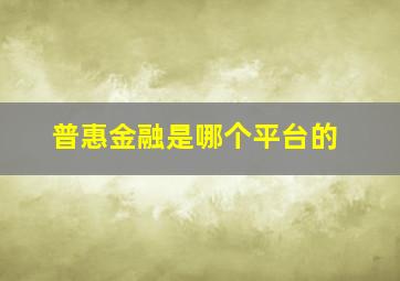 普惠金融是哪个平台的