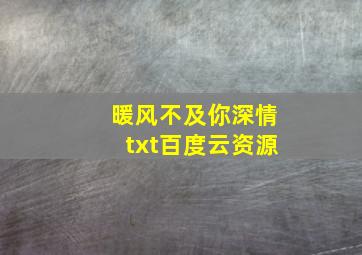 暖风不及你深情txt百度云资源