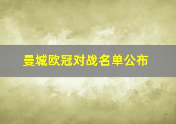 曼城欧冠对战名单公布