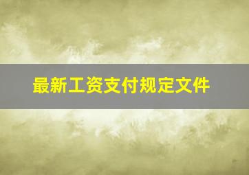 最新工资支付规定文件