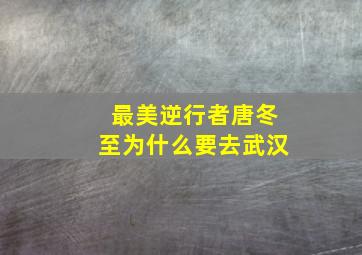 最美逆行者唐冬至为什么要去武汉