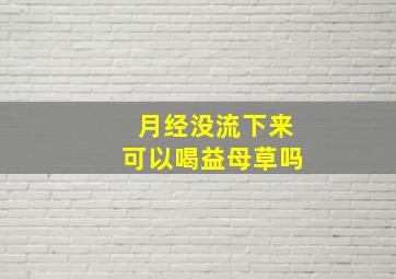 月经没流下来可以喝益母草吗