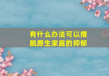 有什么办法可以摆脱原生家庭的抑郁