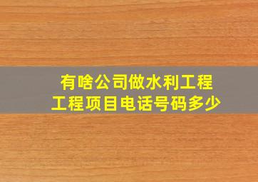 有啥公司做水利工程工程项目电话号码多少